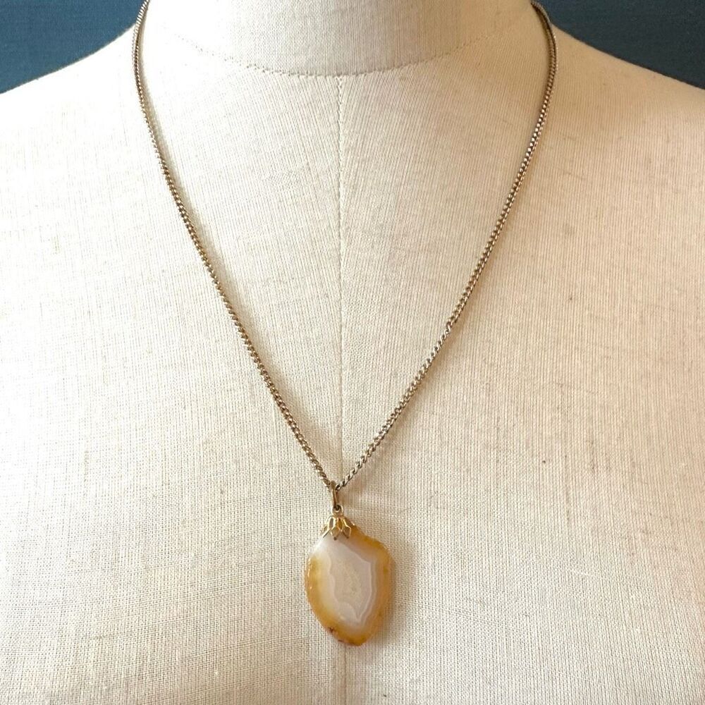 agate slice pendant necklace